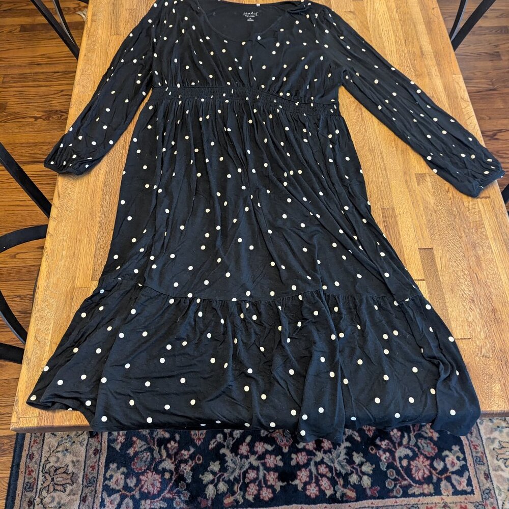 Women's Maternity XL Isabel Black Long-Sleeves with White Polka Dots